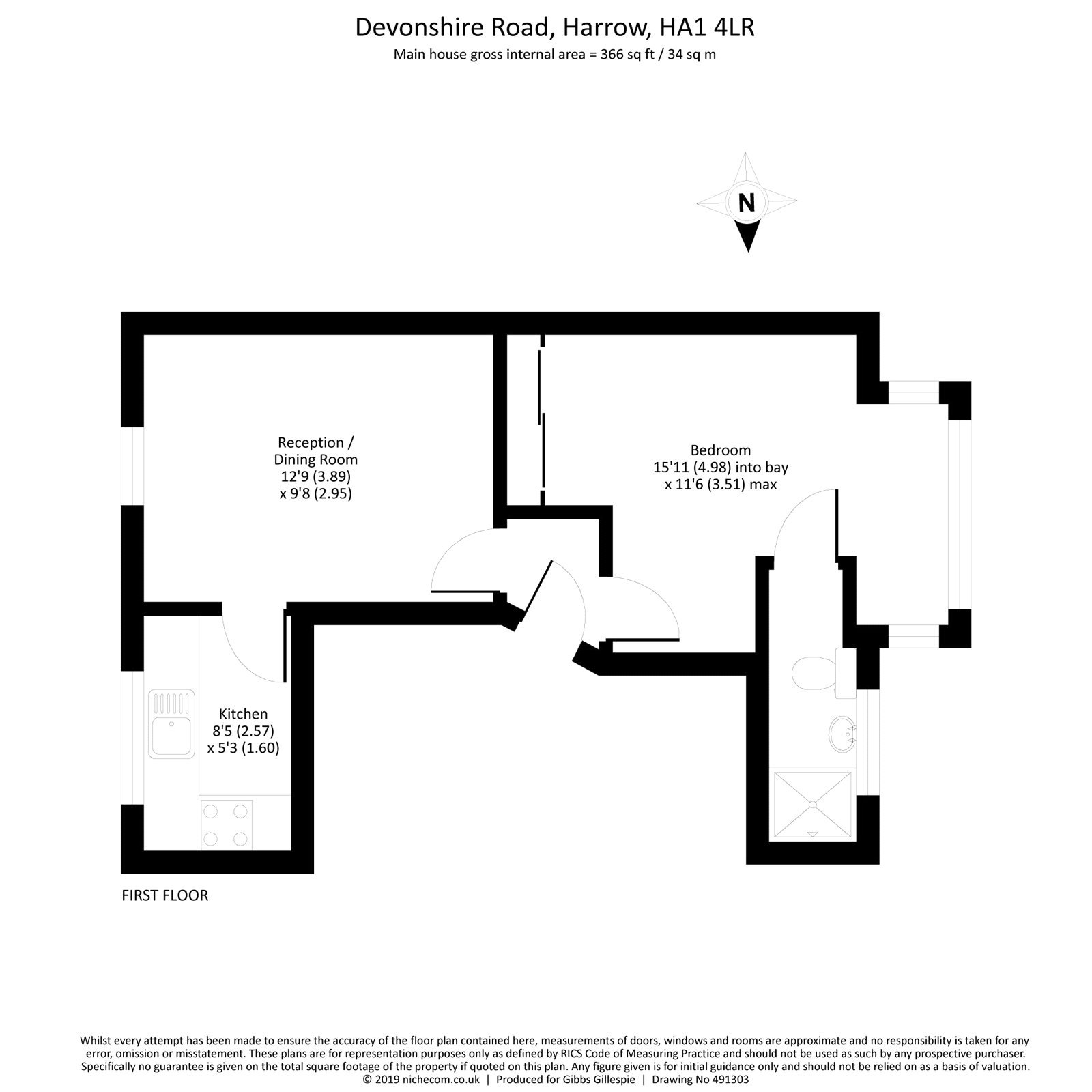 1 bedroom for sale in Devonshire Road, Harrow, Middlesex